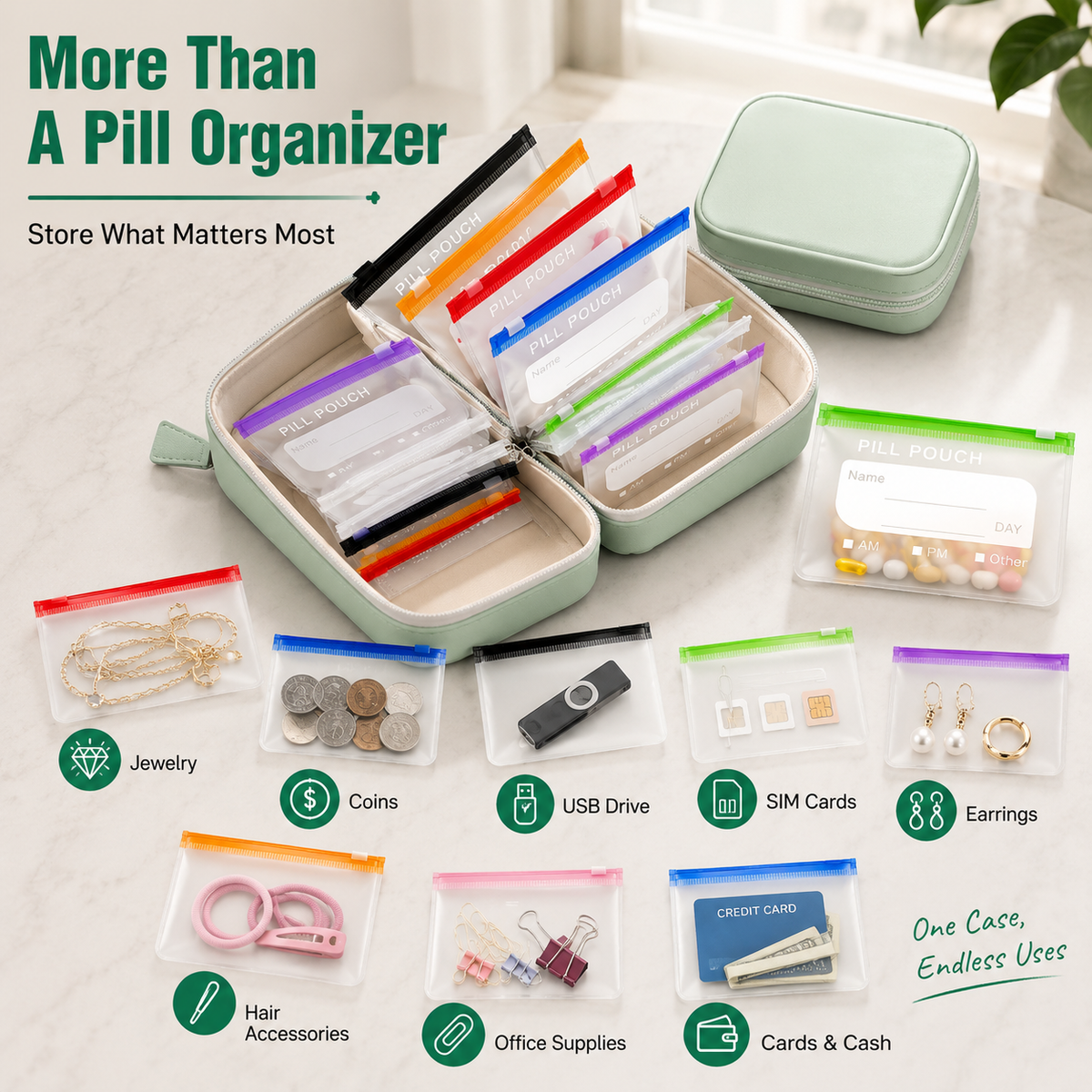 Modular Wellness Wallet – 7-Day Travel Pill & Vitamin Organizer Case (OFFER)