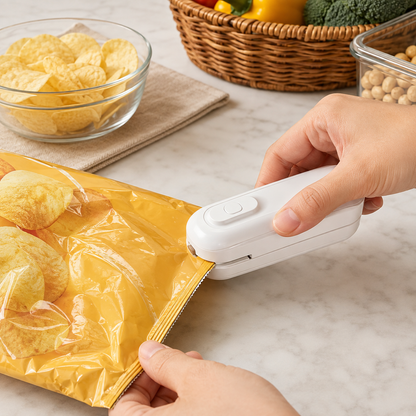 BVJ® 2-in-1 Mini Bag Sealer & Cutter – Keep Snacks Fresher for Longer