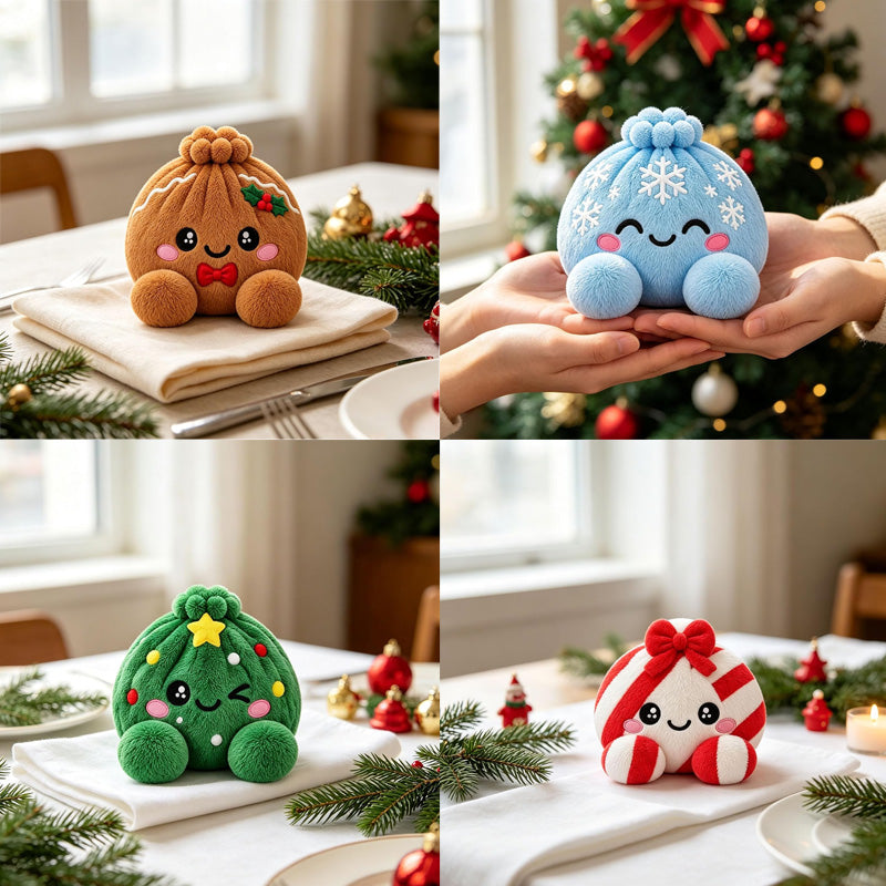 💥Last day 50% off 丨 Toaimer® Christmas Mood-Changing Dumpling Plush Set with Steamer Gift Box🎄