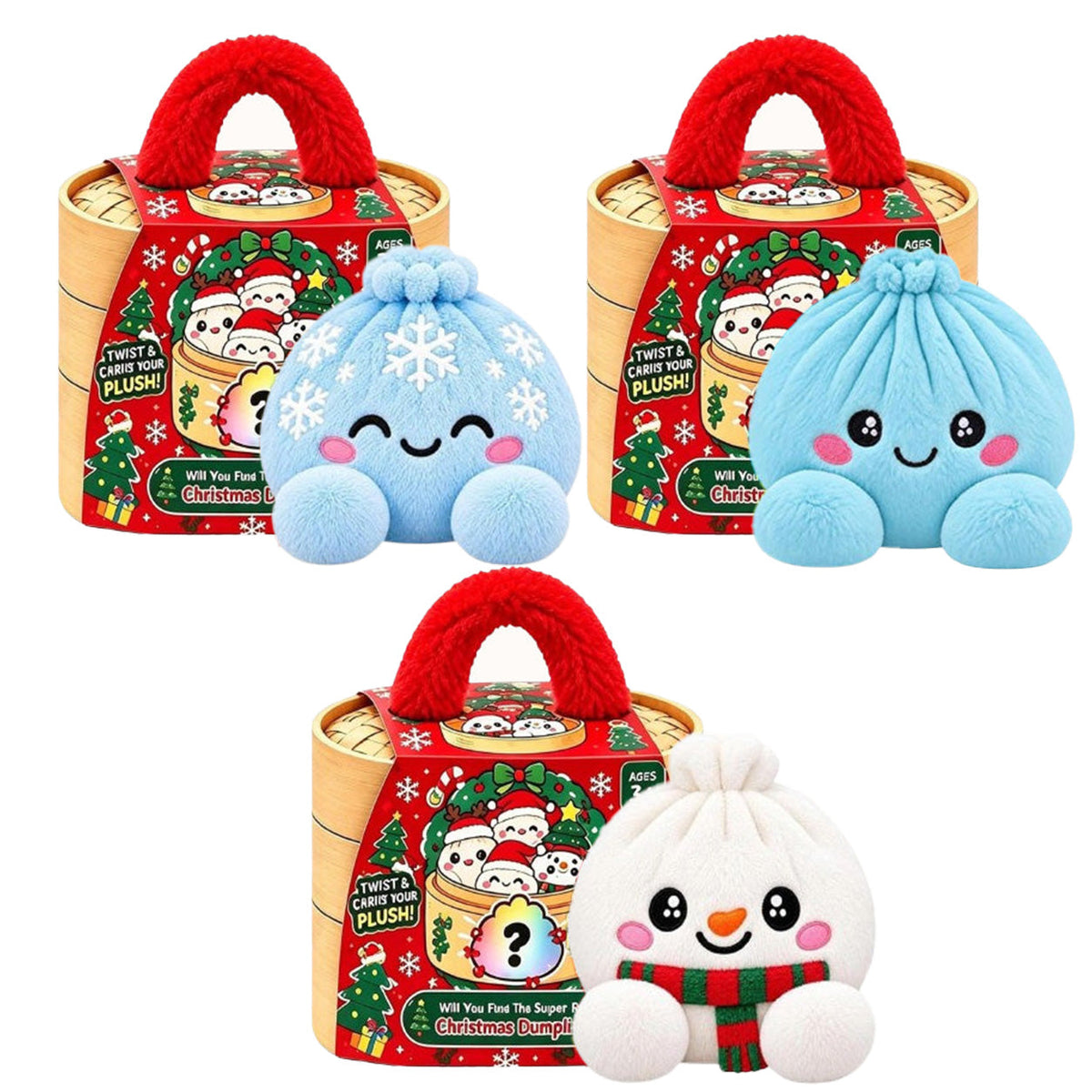 💥Last day 50% off 丨 Toaimer® Christmas Mood-Changing Dumpling Plush Set with Steamer Gift Box🎄