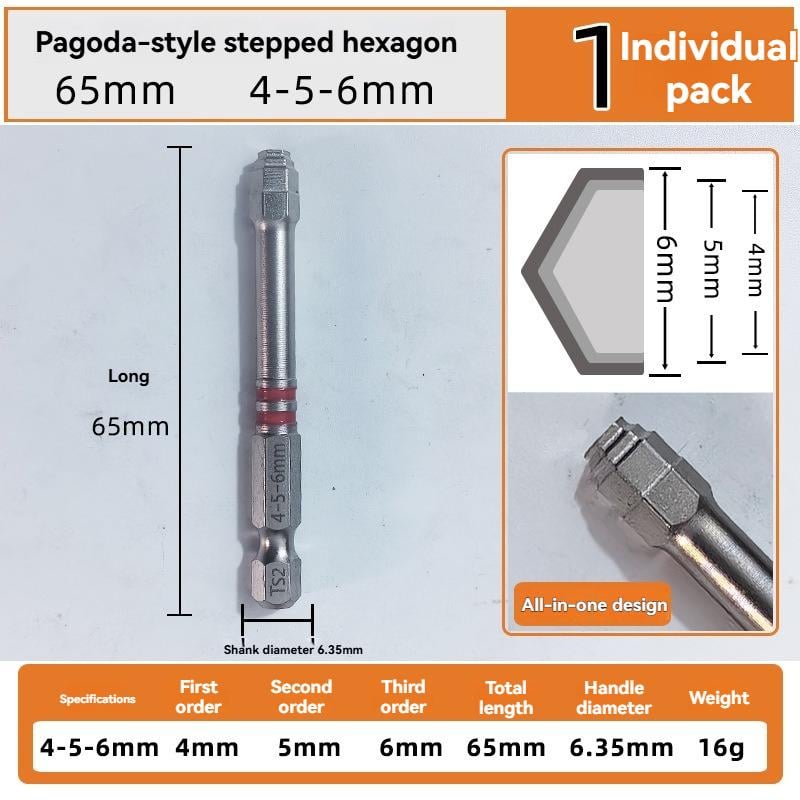 🔧 BVJ®  All-in-One Pagoda Hex Screwdriver Bit Set (6PCS)