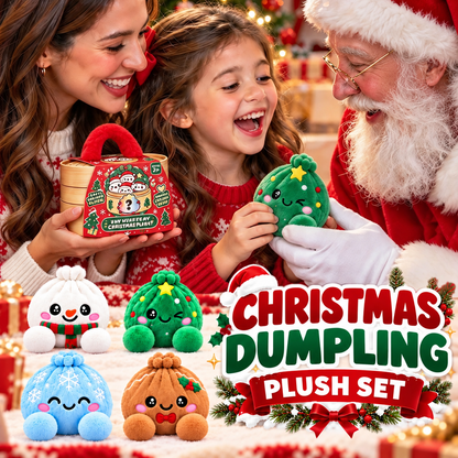 💥Last day 50% off 丨 Toaimer® Christmas Mood-Changing Dumpling Plush Set with Steamer Gift Box🎄