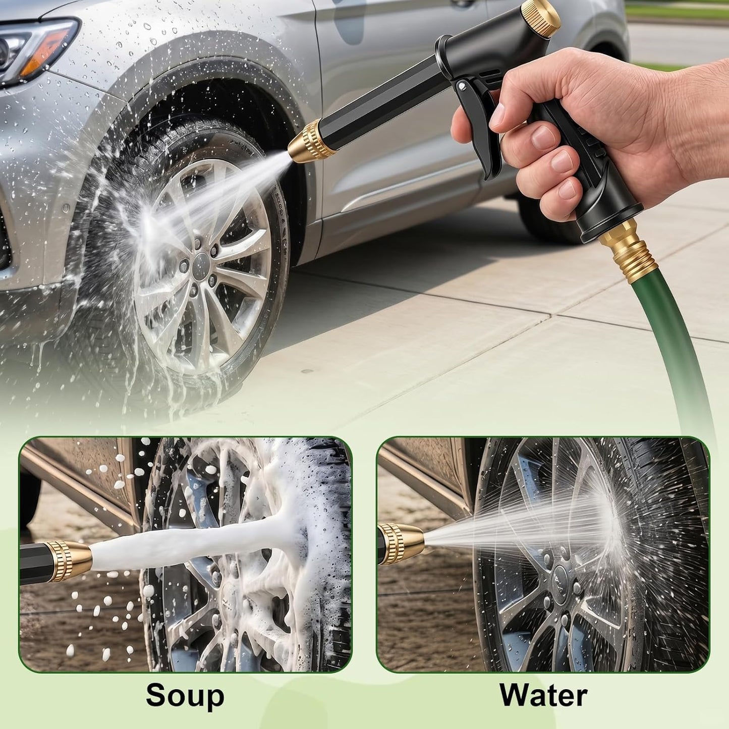 BVJ® Portable High Pressure Water Sprayer, Adjustable Garden Hose Nozzle Sprayer, Car Washing & Maintenance Tool