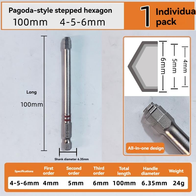 🔧 BVJ®  All-in-One Pagoda Hex Screwdriver Bit Set (6PCS)