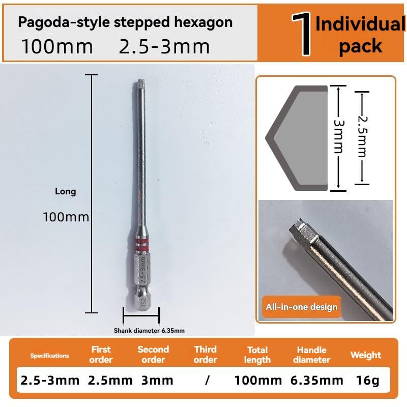 🔧 BVJ®  All-in-One Pagoda Hex Screwdriver Bit Set (6PCS)