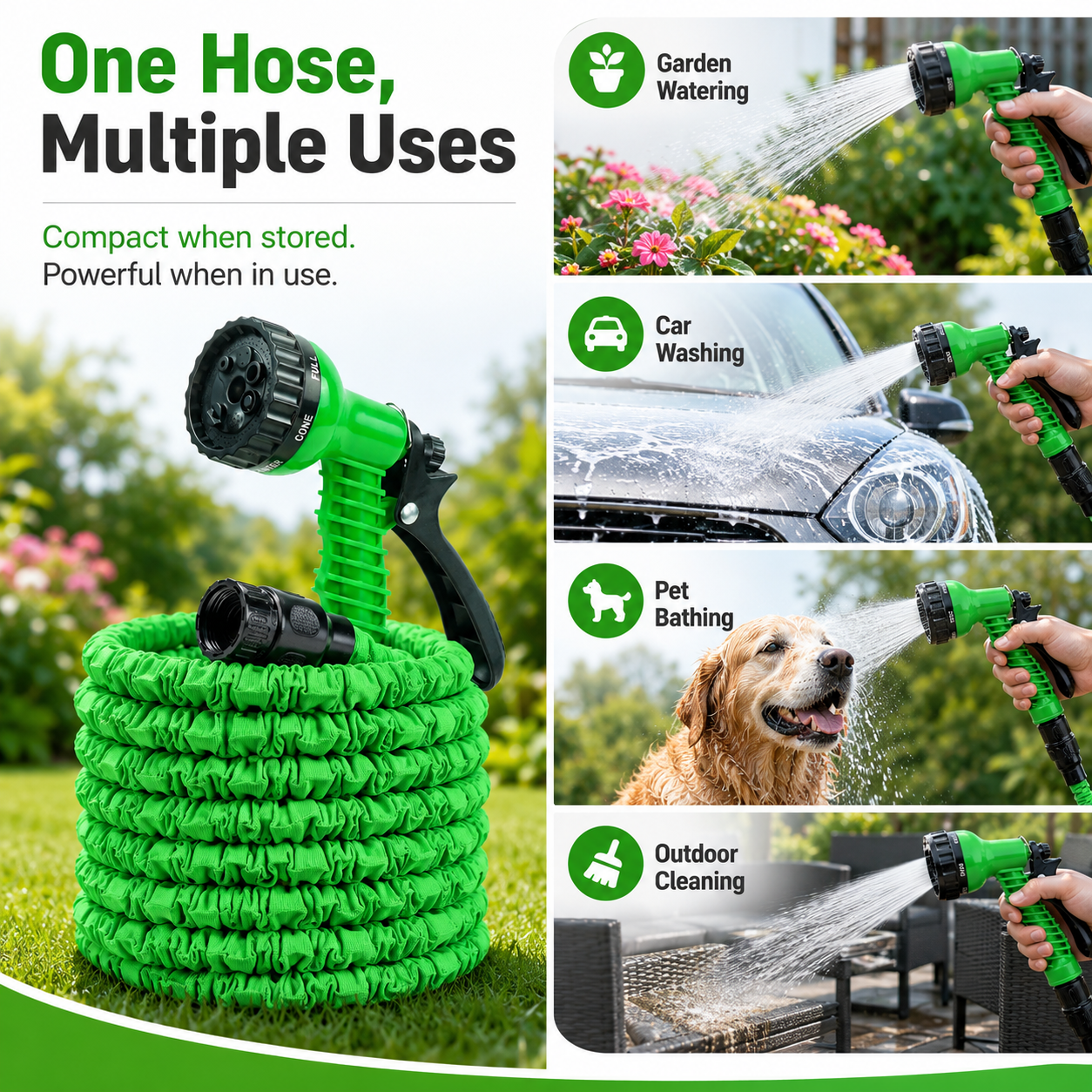 💦 BVJ®  Multi-Purpose High-Pressure Water Gun | Green outdoor water spray tool | Watering and Cleaning - DW