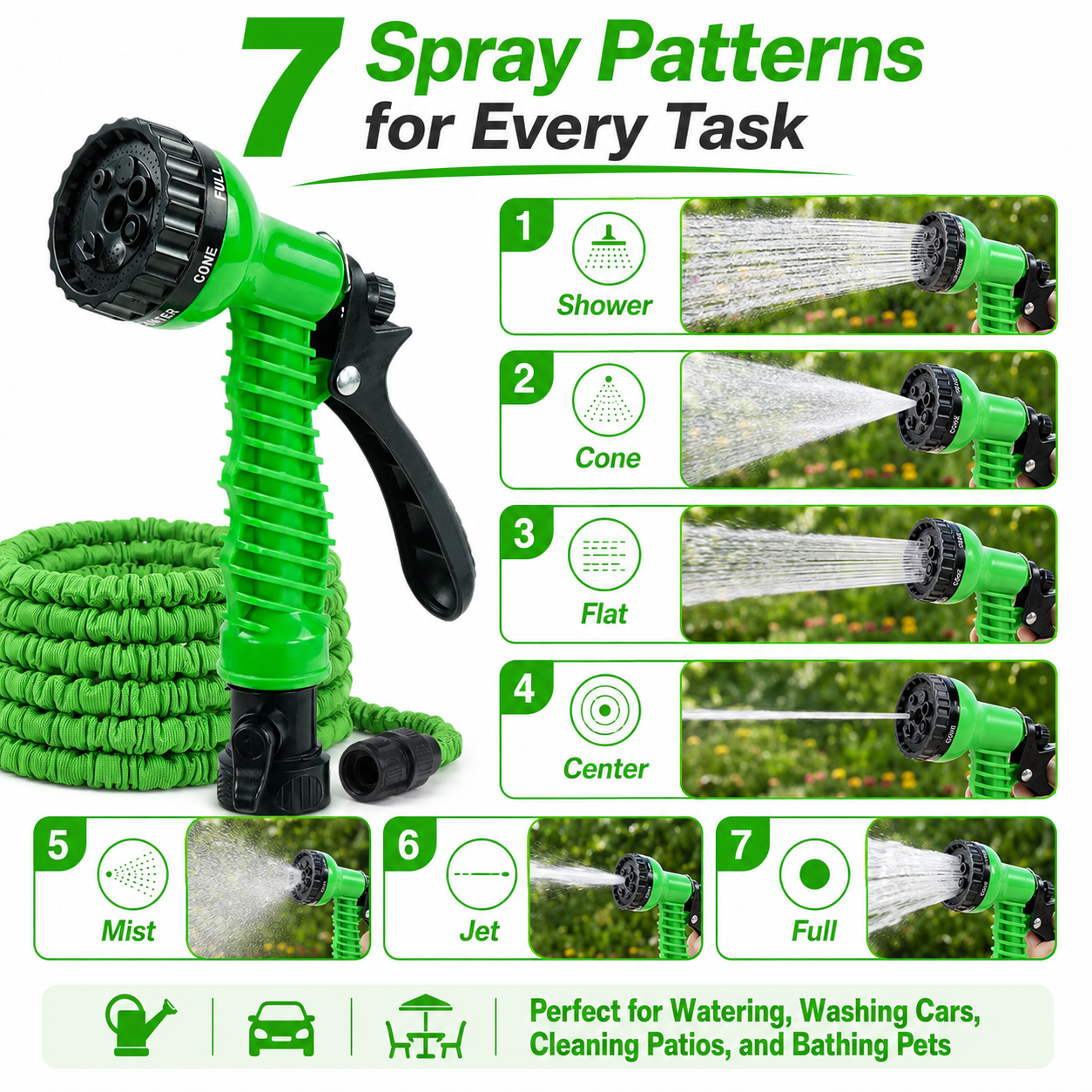 💦 BVJ®  Multi-Purpose High-Pressure Water Gun | Green outdoor water spray tool | Watering and Cleaning - DW