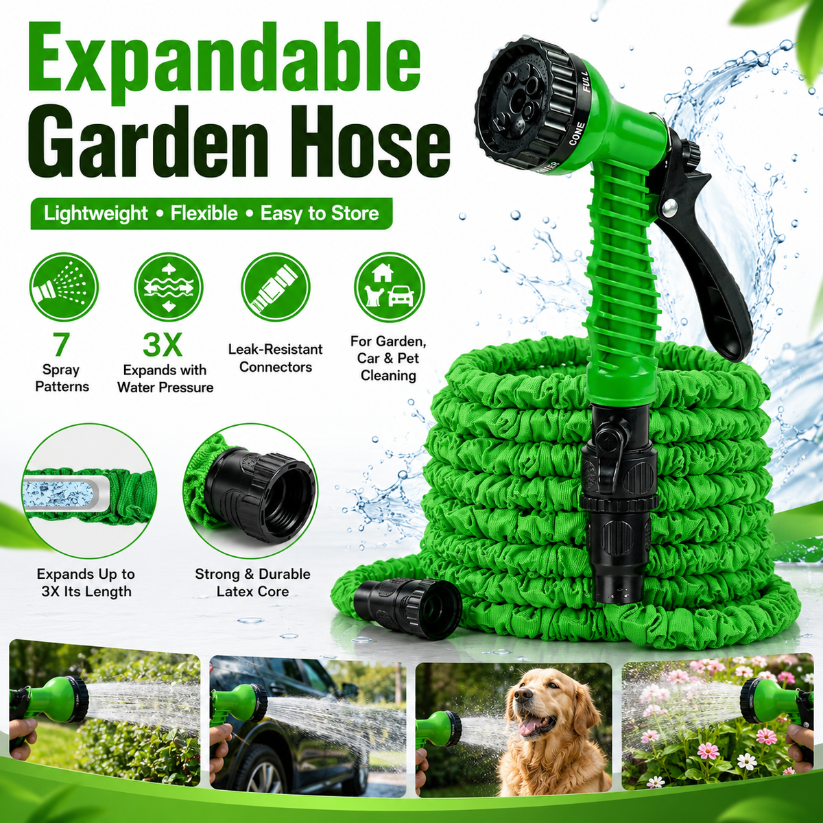 💦 BVJ®  Multi-Purpose High-Pressure Water Gun | Green outdoor water spray tool | Watering and Cleaning - DW